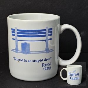 Forest Gump Stupid Is As Stupid Does Mug White Coffee Cup Vtg 1994 Bench Dakin